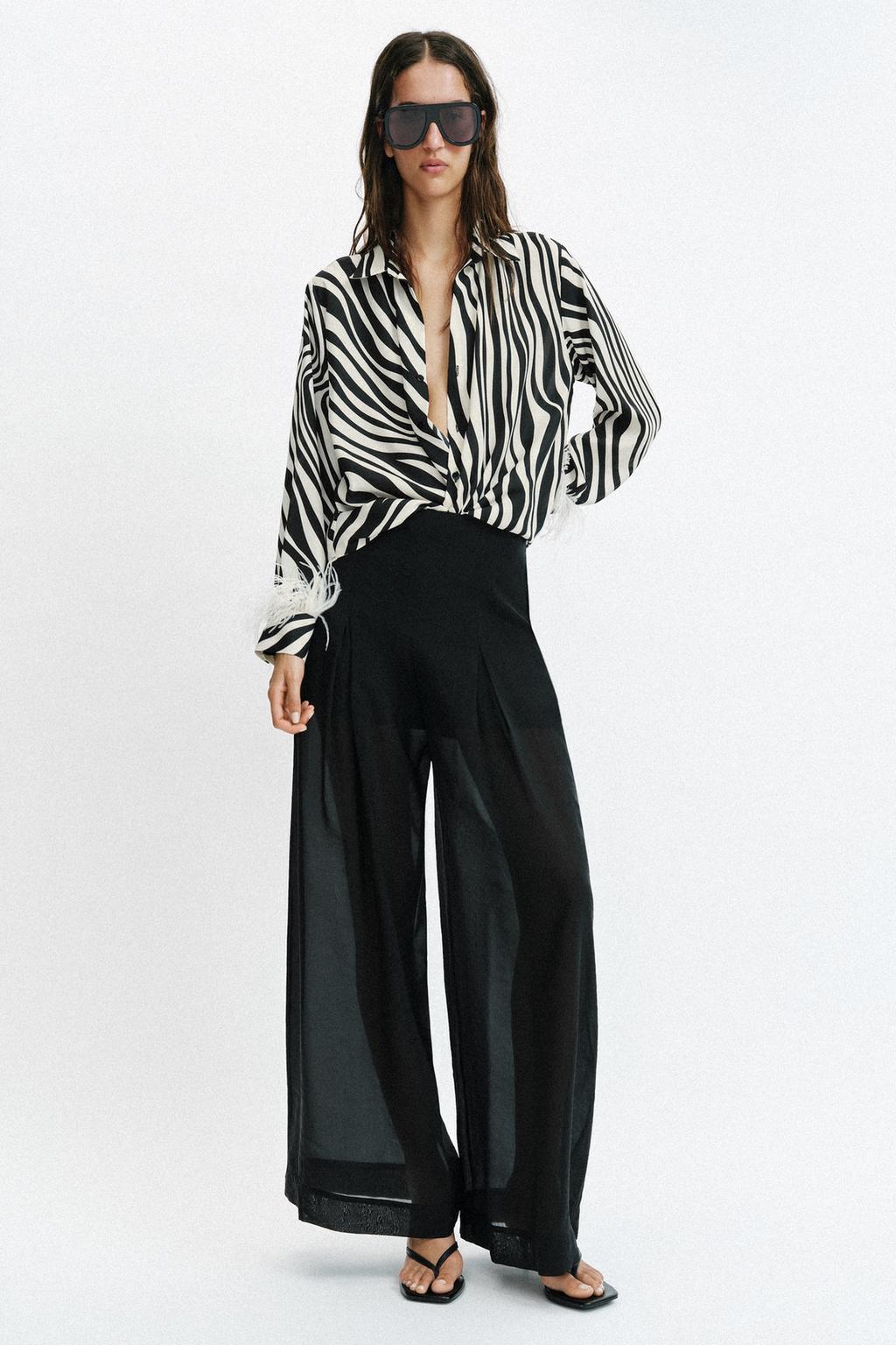 SEMI-SHEER WIDE LEG PANTS - image 2