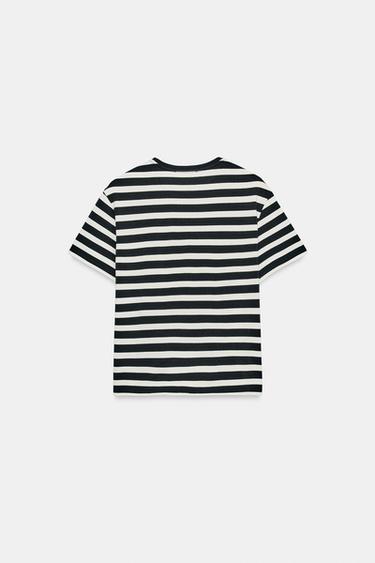 ZA STRIPED T-SHIRT - Navy blue by Zara - Image 4