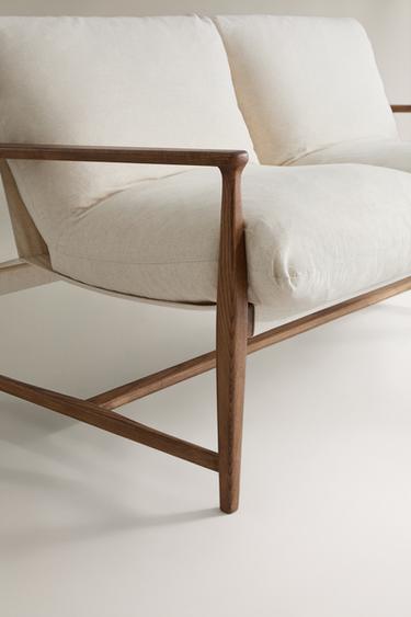 CANAPÉ BOIS ET COUSSIN DÉHOUSSABLE - Beige clair de Zara - Image 3
