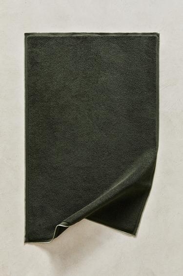 COTTON OVERLOCK BATH MAT — Dark green 1