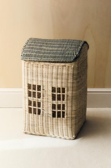 CHILDREN’S RATTAN HOUSE BASKET - Light beige by Zara