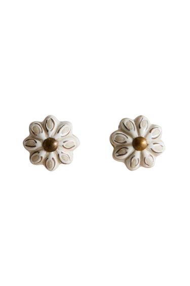 PACK OF CERAMIC FLOWER DOOR KNOBS (PACK OF 2) - Golden by Zara
