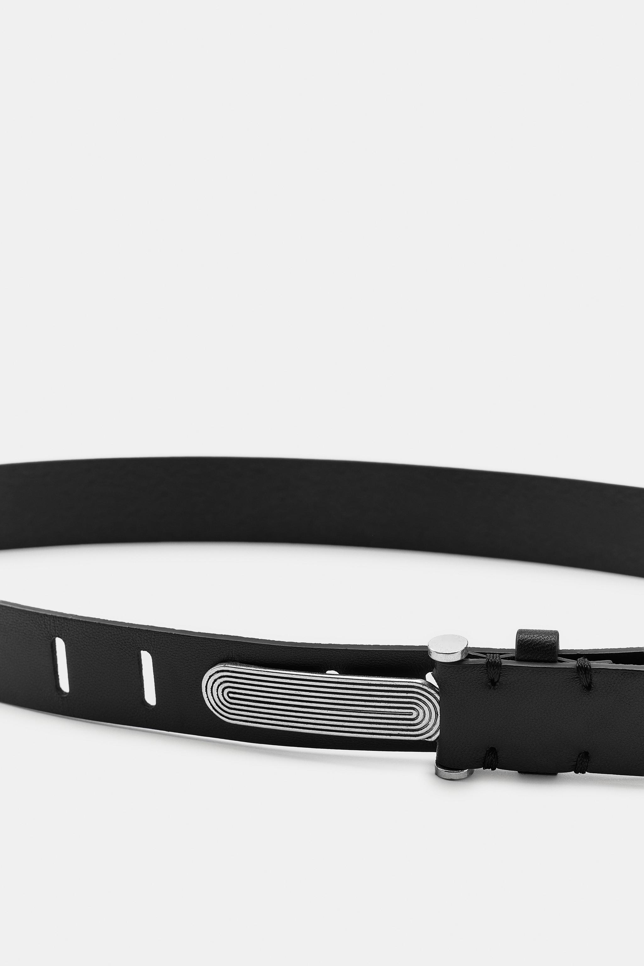 100% LEATHER TEXTURED BUCKLE BELT