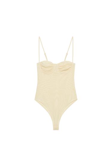 TULLE BODYSUIT WITH GATHERED DETAIL