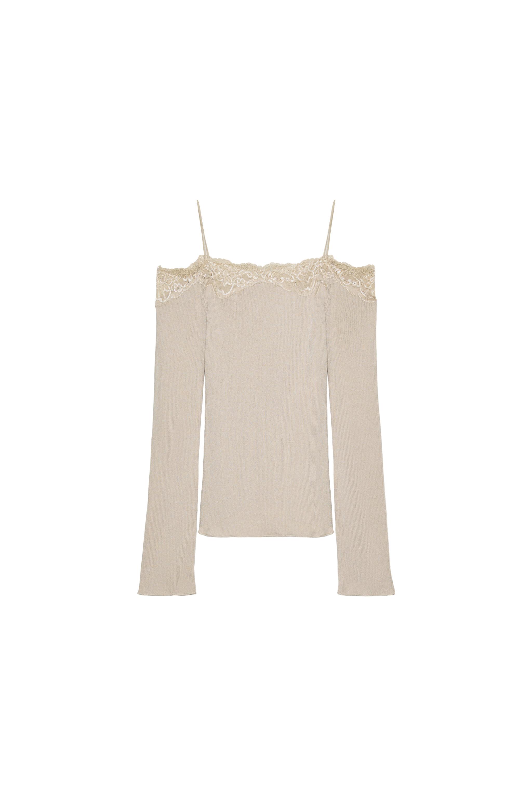 オフショルダーTシャツ - ブラック | ZARA Japan / 日本