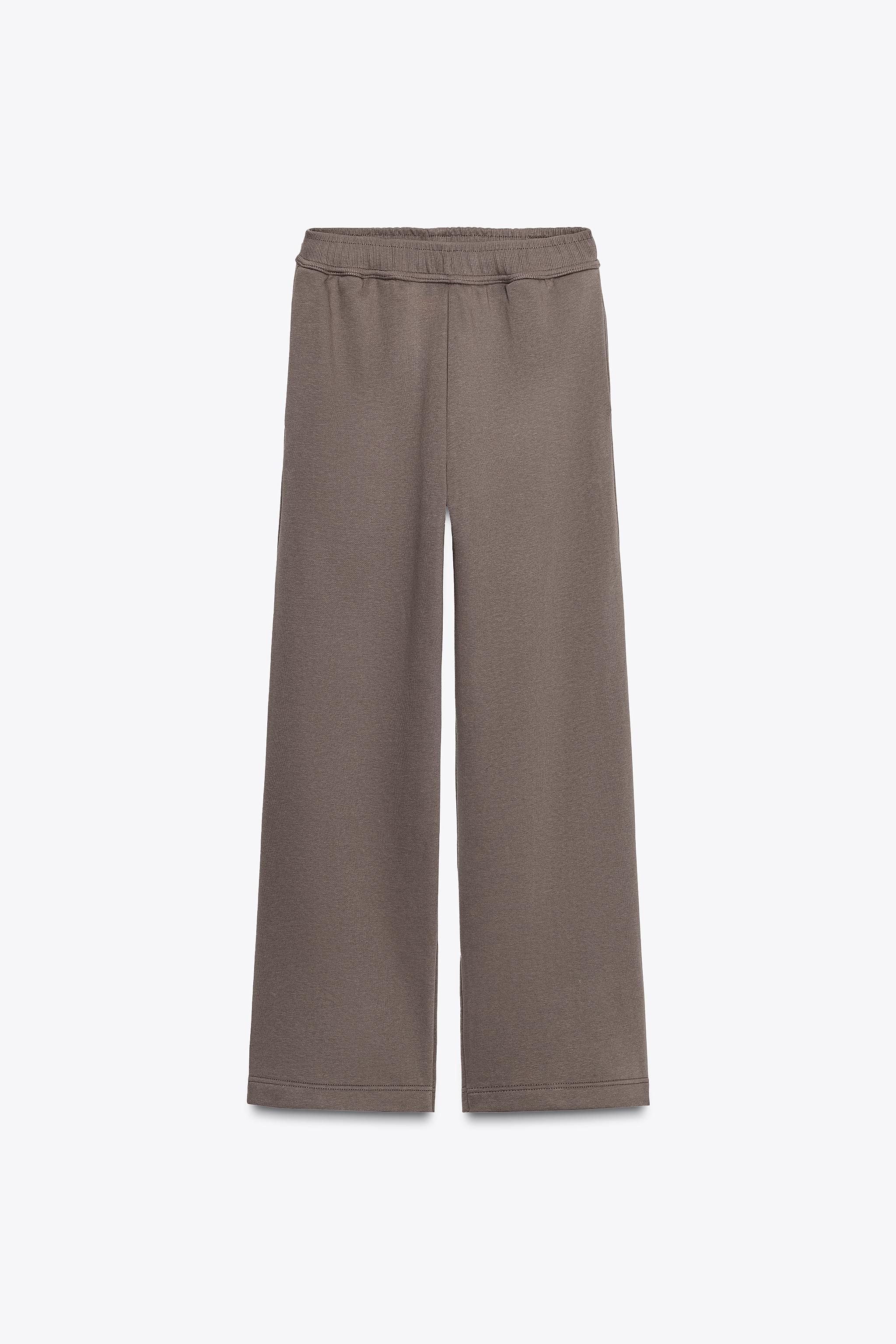 WIDE LEG FLEECE PANTS - Gray marl | ZARA United States