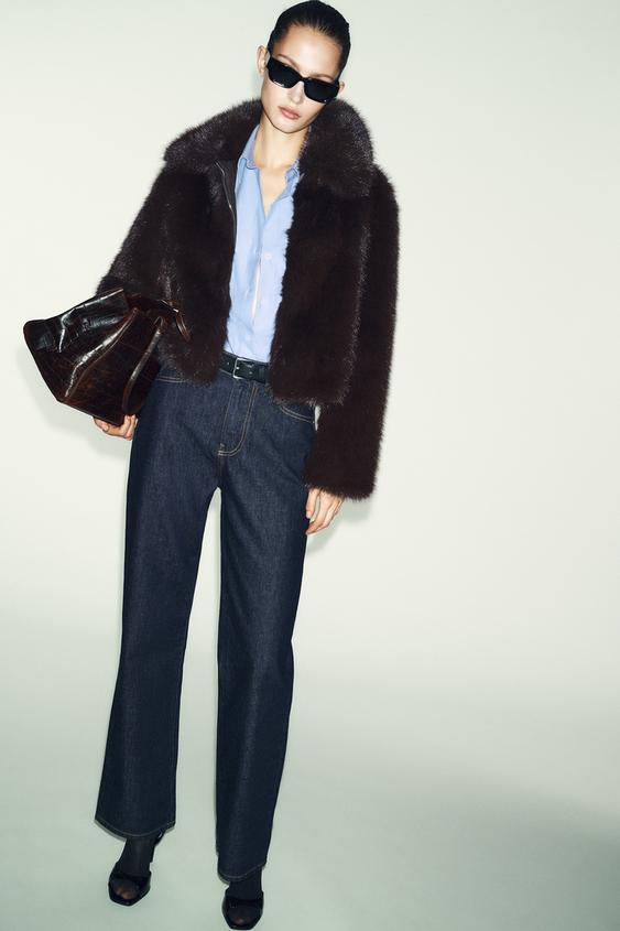 FAUX FUR LAPEL COLLAR JACKET