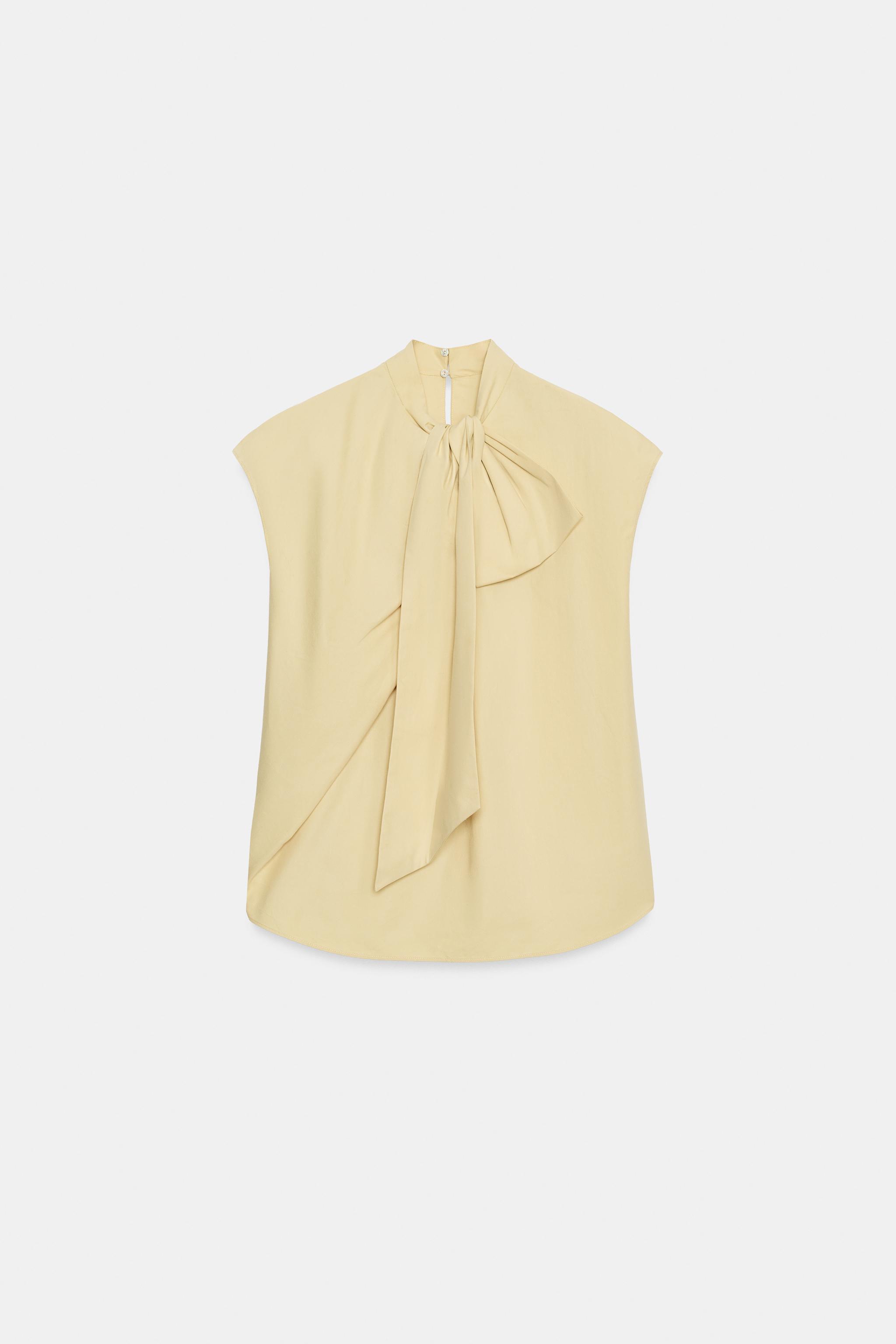 ZW COLLECTION STRIPED SHIRT WITH TIES - White / Sky blue | ZARA Canada