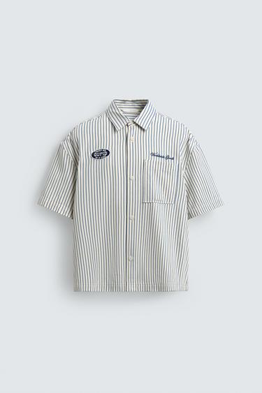 SOBRECAMISA RAYAS PARCHE CONTRASTE - Azul de Zara