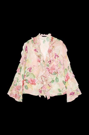 BLUSE MIT VOLANTS UND BLUMENPRINT - Bunt von Zara - Bild 0