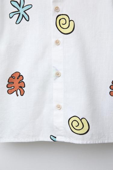 CHEMISE IMPRIMÉE COQUILLAGES - Écru de Zara - Image 3