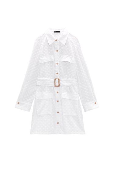SHORT EMBROIDERED DRESS WITH BELT