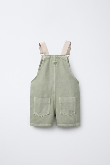 CANVAS SHORT TWILL DUNGAREES - Light khaki by Zara - Image 1