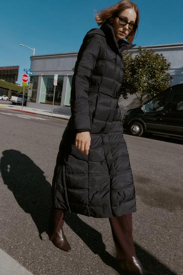 ПУХОВИК С КАПЮШОНОМ И РЕМНЕМ WATER REPELLENT WINDPROOF — ЧЕРНЫЙ от Zara