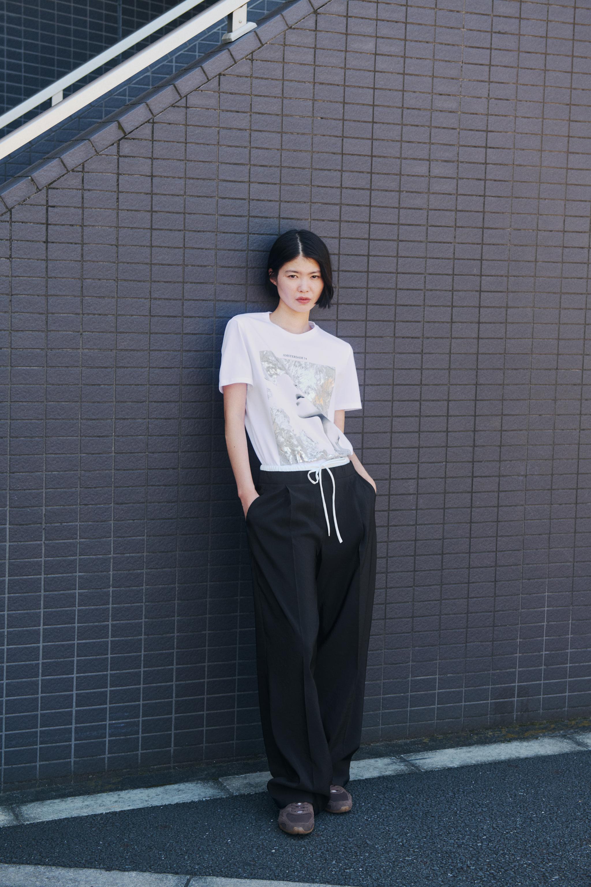 name. ブラック ワイドパンツ ダブルウエストワイドレッグパンツ - ブラック | ZARA Japan / 日本