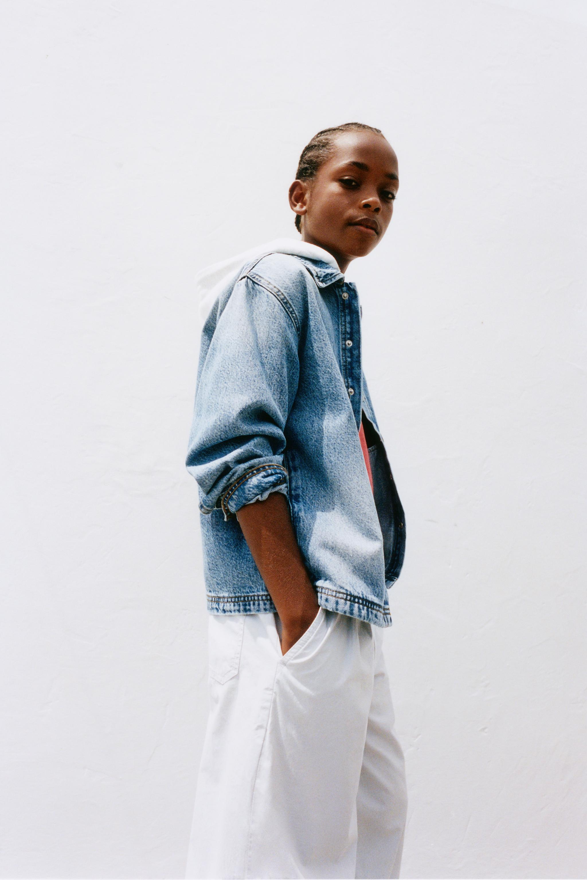 Детские худи Zara DENIM OVERSHIRT WITH REMOVABLE FLEECE