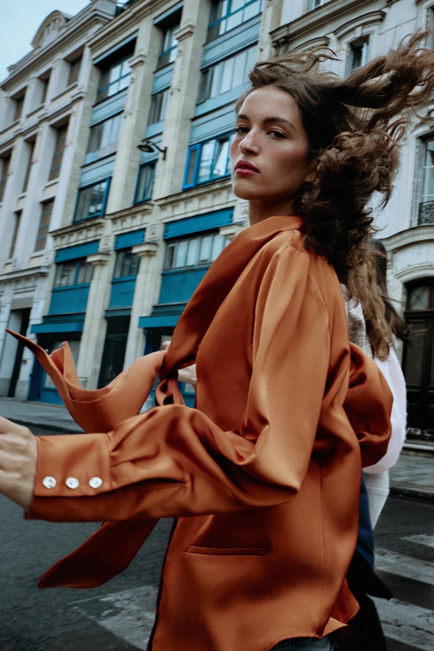 Женская блузка Zara Satin Bow Blouse, цвет: Оранжевый — фото 5