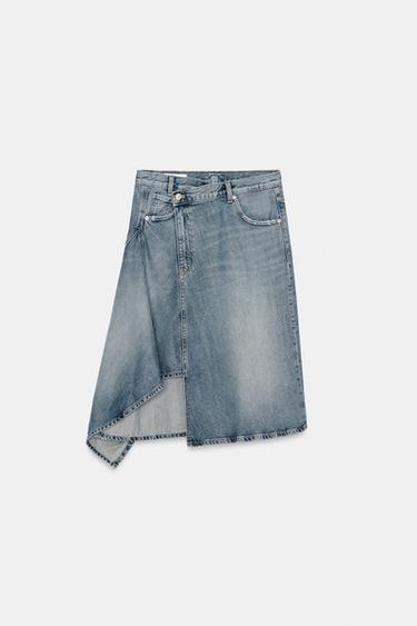 ASYMMETRIC TRF DENIM SKIRT - Blue by Zara