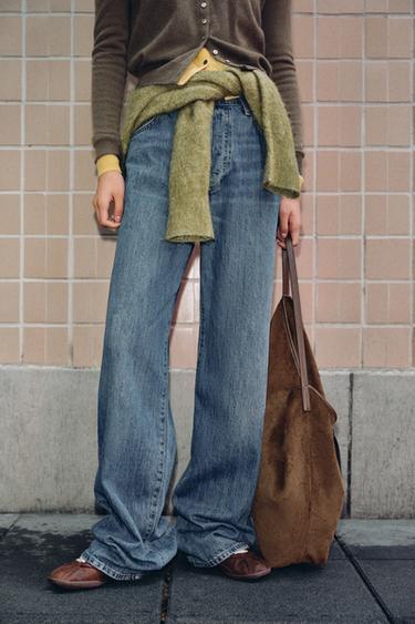 Zara ZW COLLECTION BAGGY 中腰牛仔褲 - 藍色