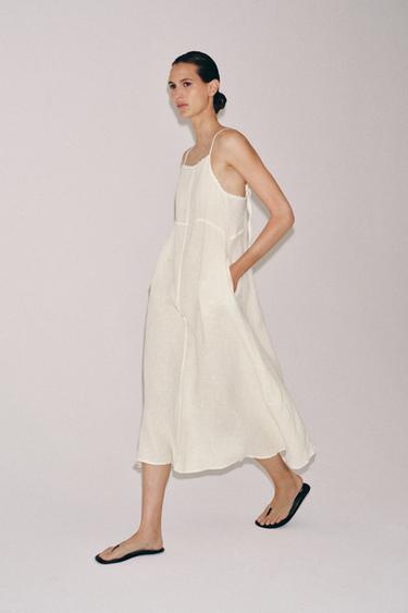 VESTIDO MIDI LINO 100% ZW COLLECTION - Crudo de Zara