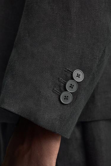 BLAZER DE COSTUME 100 % LIN - Noir de Zara - Image 5