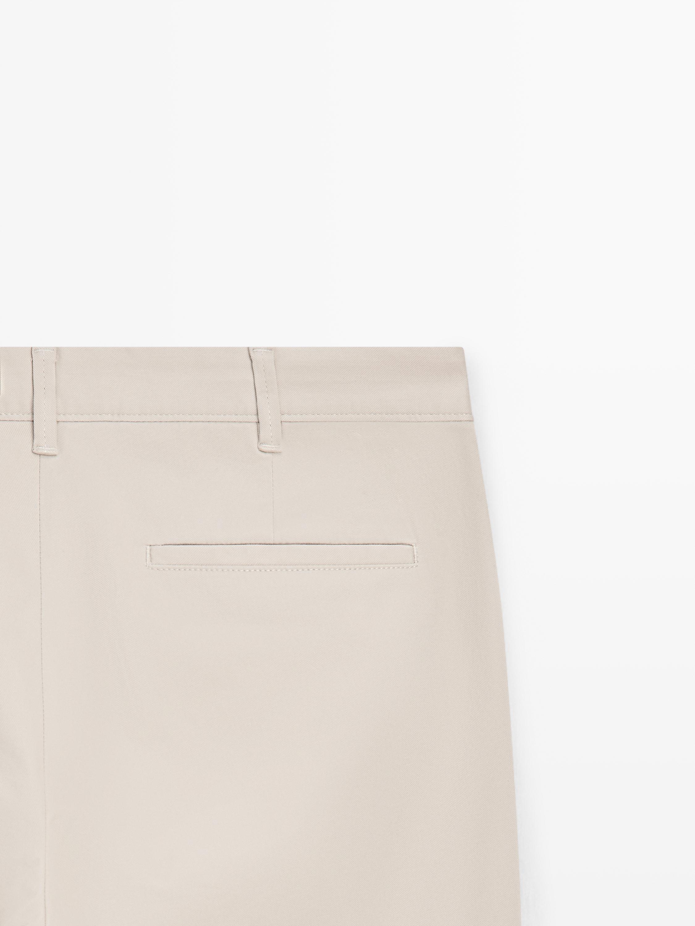 Cotton blend slim fit pants