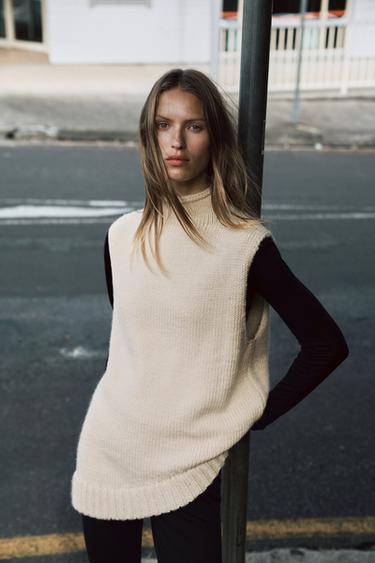 ASYMMETRIC KNIT VEST - Vanilla by Zara