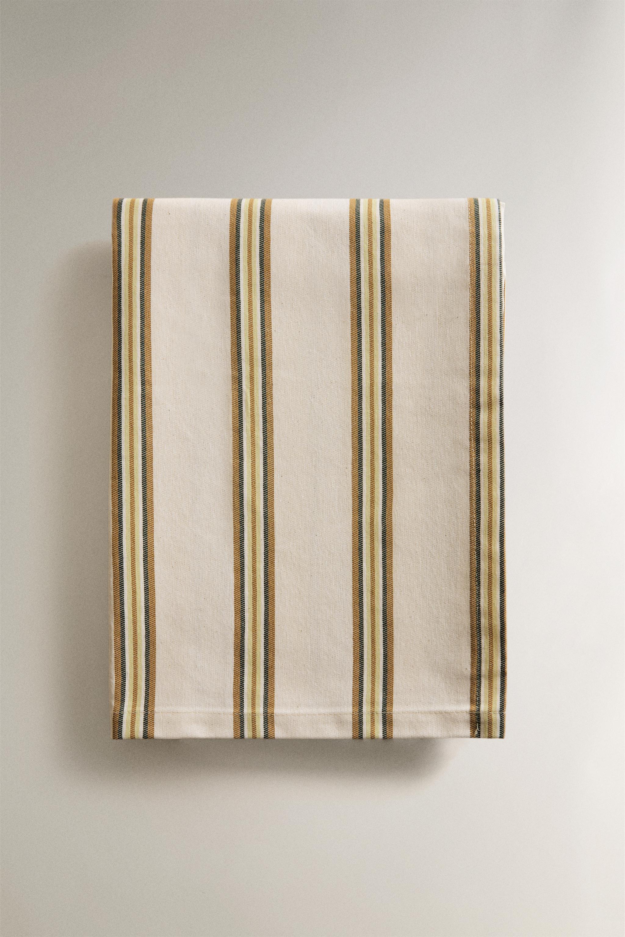 IRREGULAR STRIPED RESIN-COATED TABLECLOTH