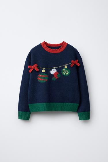 GARLAND PRINT KNIT JUMPER - Blue / Navy by Zara