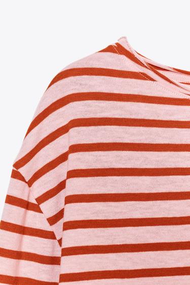 SLUB STRIPED COTTON T-SHIRT - Stripes by Zara - Image 7