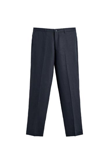 PANTALÓN TRAJE 100% LINO - Marino de Zara