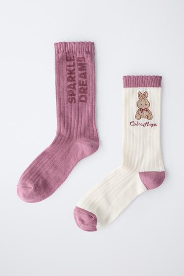 2-PACK OF LONG BUNNY SOCKS - Dusty pink by Zara - Image 3