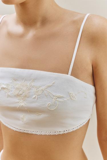 EMBROIDERED TOP - Ecru by Zara - Image 4