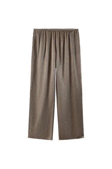 PANTALÓN PIJAMERO RAYAS - Tostado de Zara
