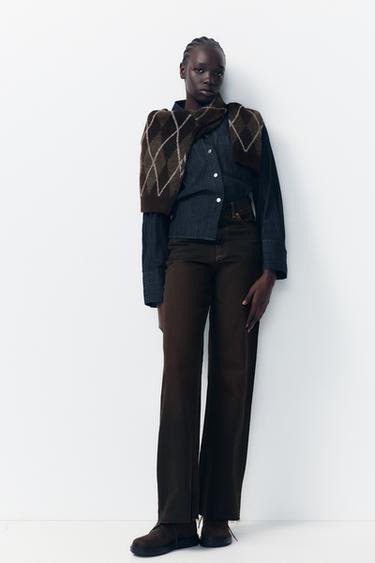 TRF HIGH-WAIST WIDE-LEG JEANS - Chocolate by Zara