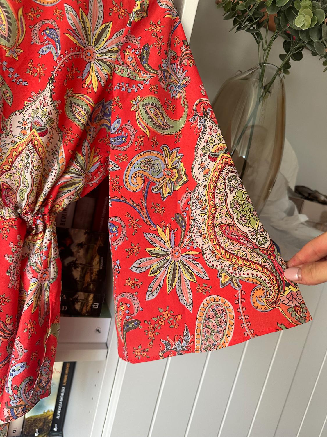 PRINTED BLOUSE WITH DRAWSTRING - Image 4