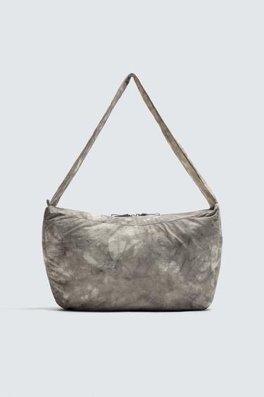 Zara WORN EFFECT NYLON BAG - Gray
