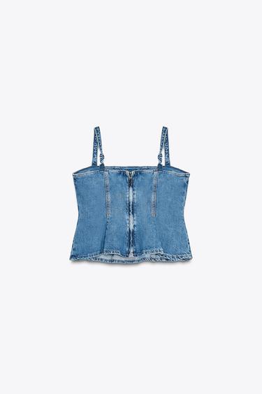 TOP Z1975 EN JEAN À BRETELLES - Bleu moyen de Zara - Image 2