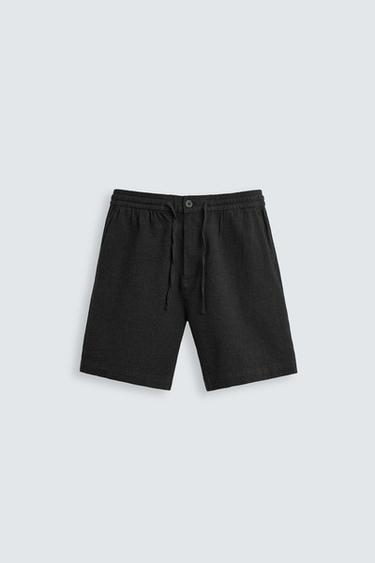 BERMUDA COM TEXTURA QUADRICULADA - Cinza-escuro da Zara