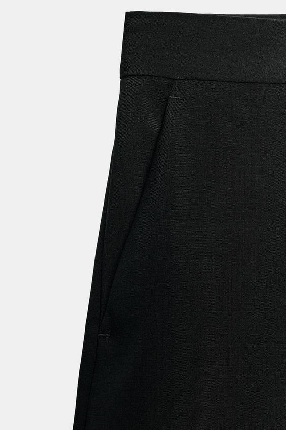 ZW COLLECTION 100% WOOL WIDE-LEG TROUSERS - Black by Zara - Image 8