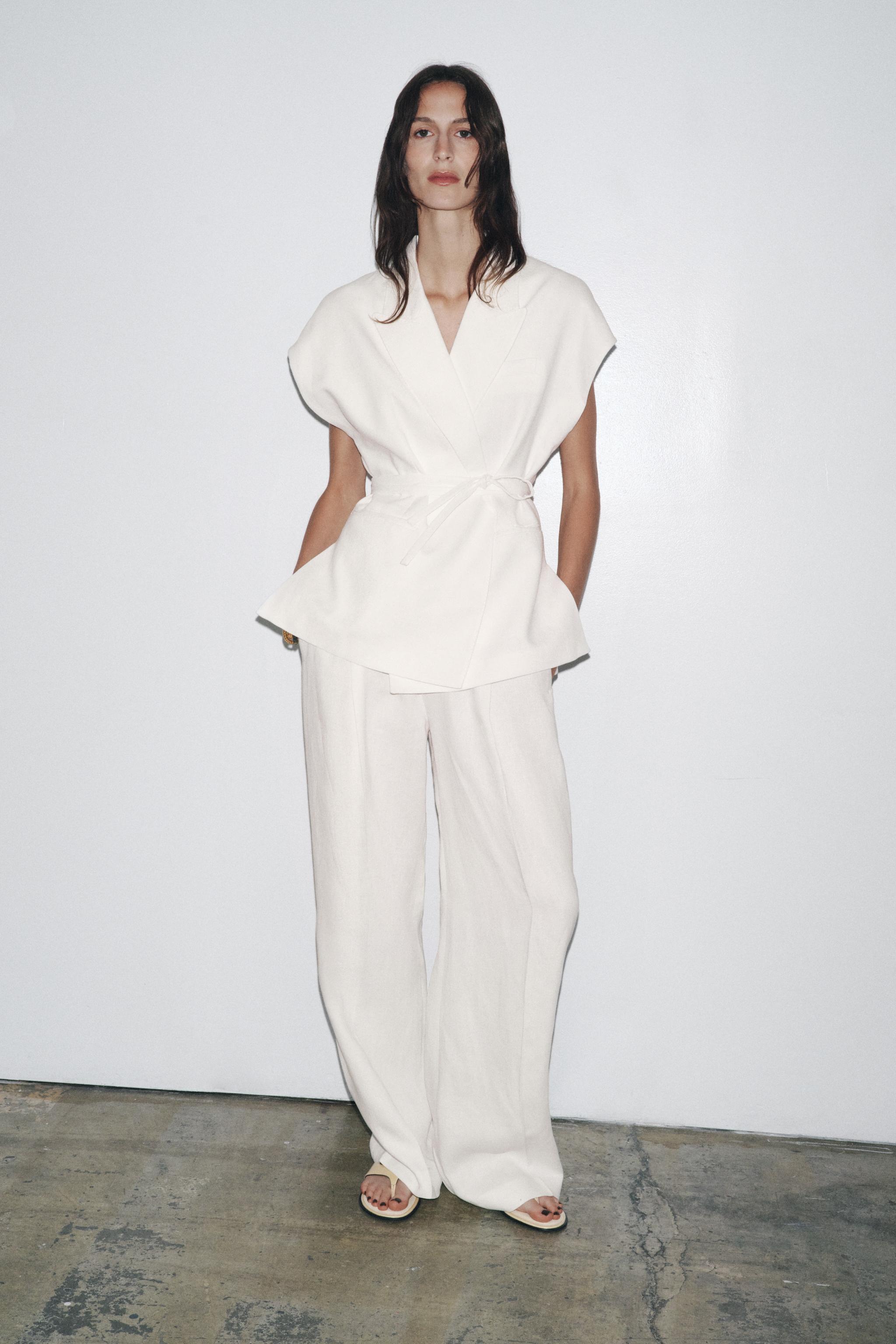 PLEATED LINEN BLEND PANTS ZW COLLECTION