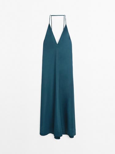 Vestido largo fluido escote pico -  de Zara - Imagen 0