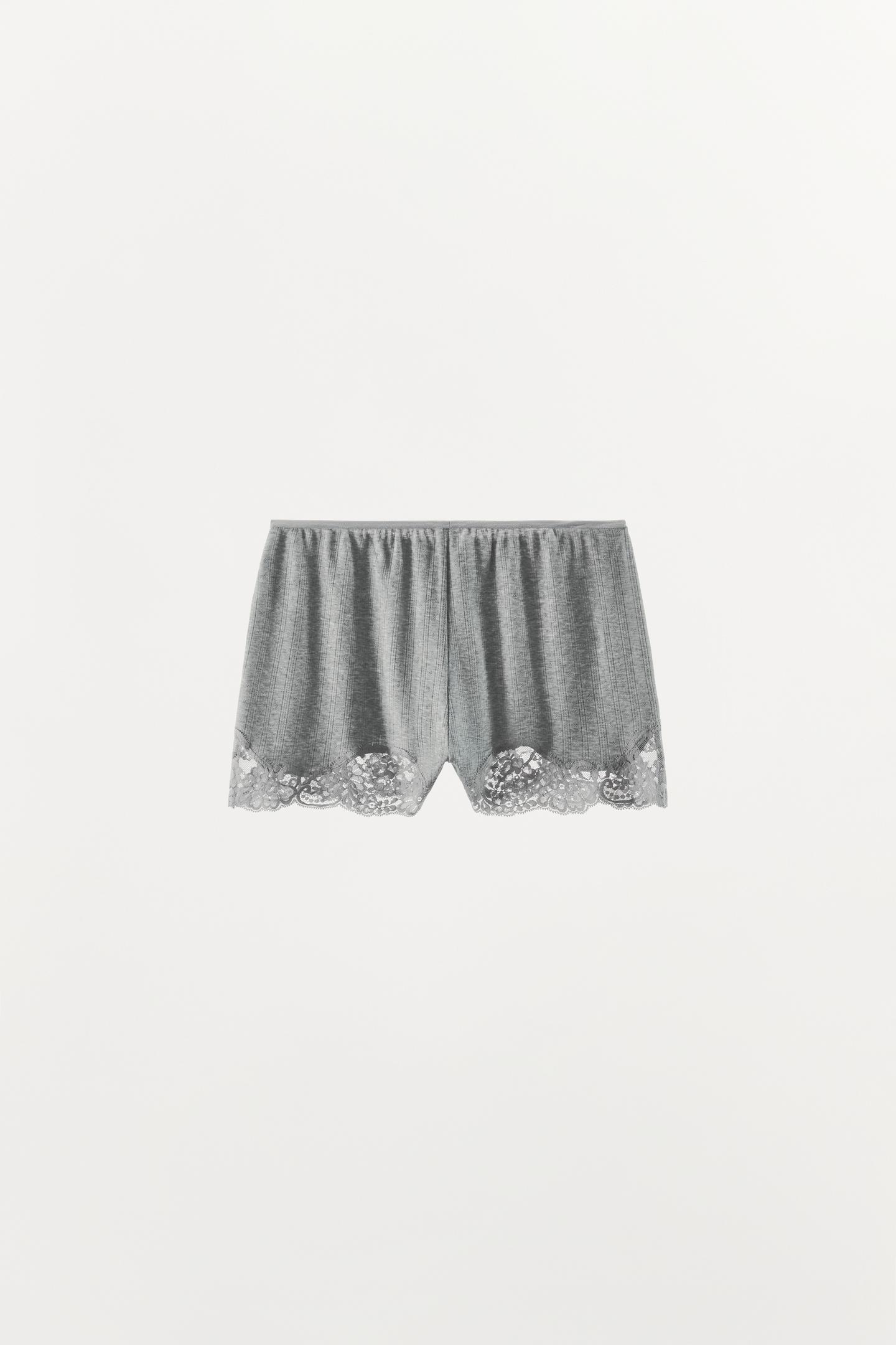 Женские шорты Zara Pointelle Lace, цвет: Серый меланжевый — фото 9