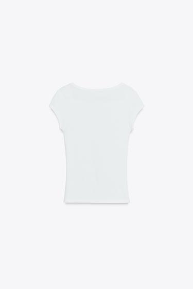 COTTON MODAL T-SHIRT - White by Zara - Image 6