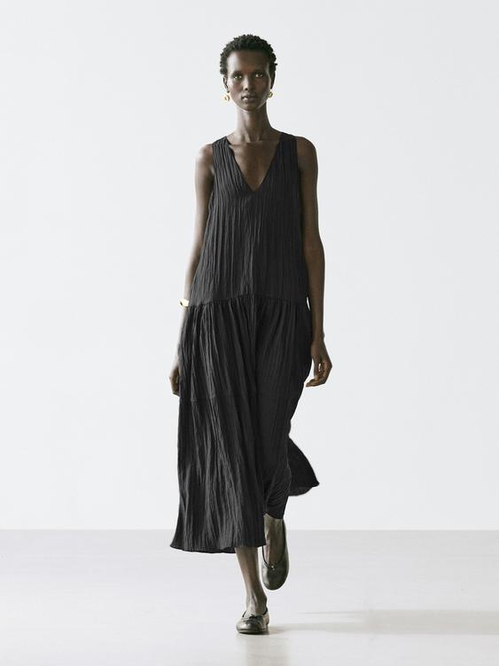 Flowing pleated midi dress