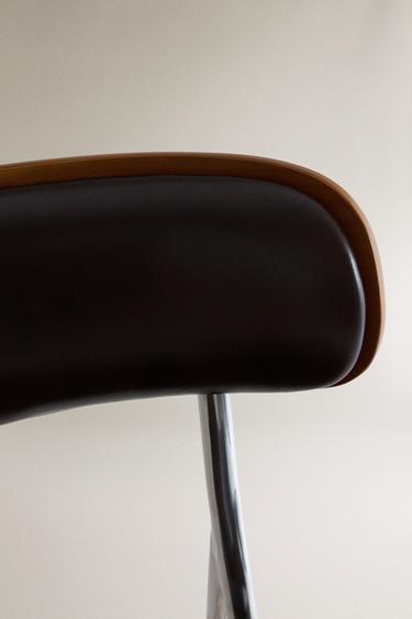 TABOURET HAUT CUIR ET ACIER INOXYDABLE - Marron chocolat de Zara - Image 3
