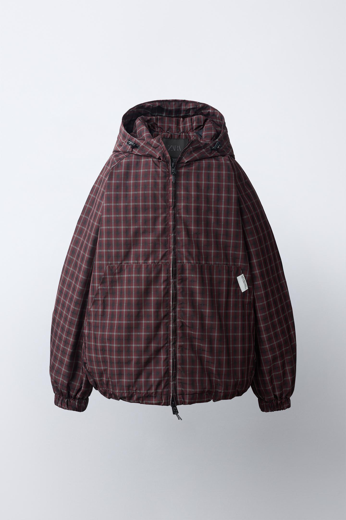 Детская куртка Zara Water-Repellent Plaid, цвет: Бордовый