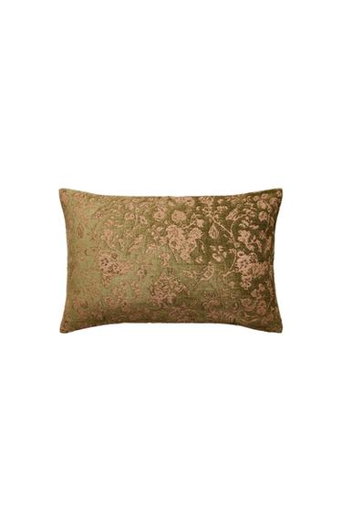 Zara FLORAL CUSHION COVER - Mid-green