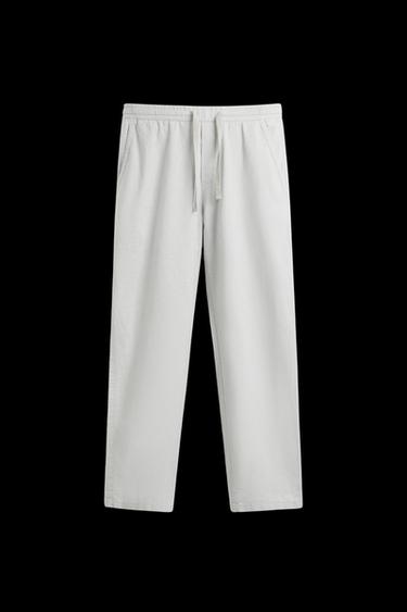 PANTALÓN RELAXED FIT ALGODÓN - LINO - Gris perla de Zara - Imagen 0