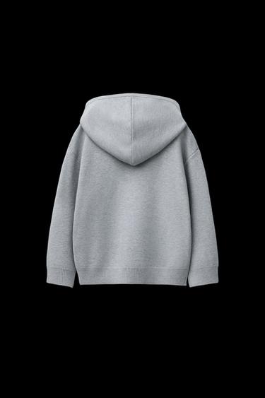 Zara KNIT HOODED SWEATER - Gray marl